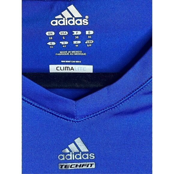 Adidas ClimaLite Techfit Blue Athletic V Neck Tshirt Women’s Size Small - Picture 6 of 7